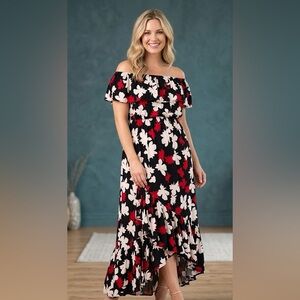 Lane Bryant Off-the-Shoulder Floral High-Low Maxi Dress | Size 10/12 NEW W/TAG